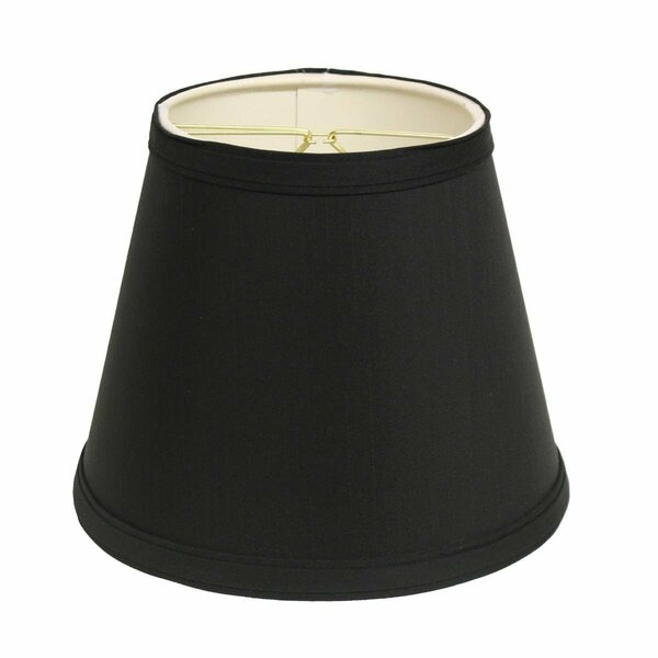 Homeroots 8 in. Black with White Empire Hardback Slanted Shantung Lampshade 469933